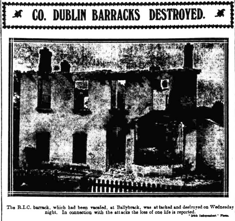 Torching of Ballybrack RIC Barracks May 1920